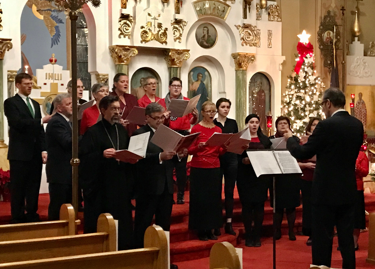 OCA Christmas concert, singers in front of elaborate iconostasis OCA Christmas concert, singers in front of elaborate iconostasis