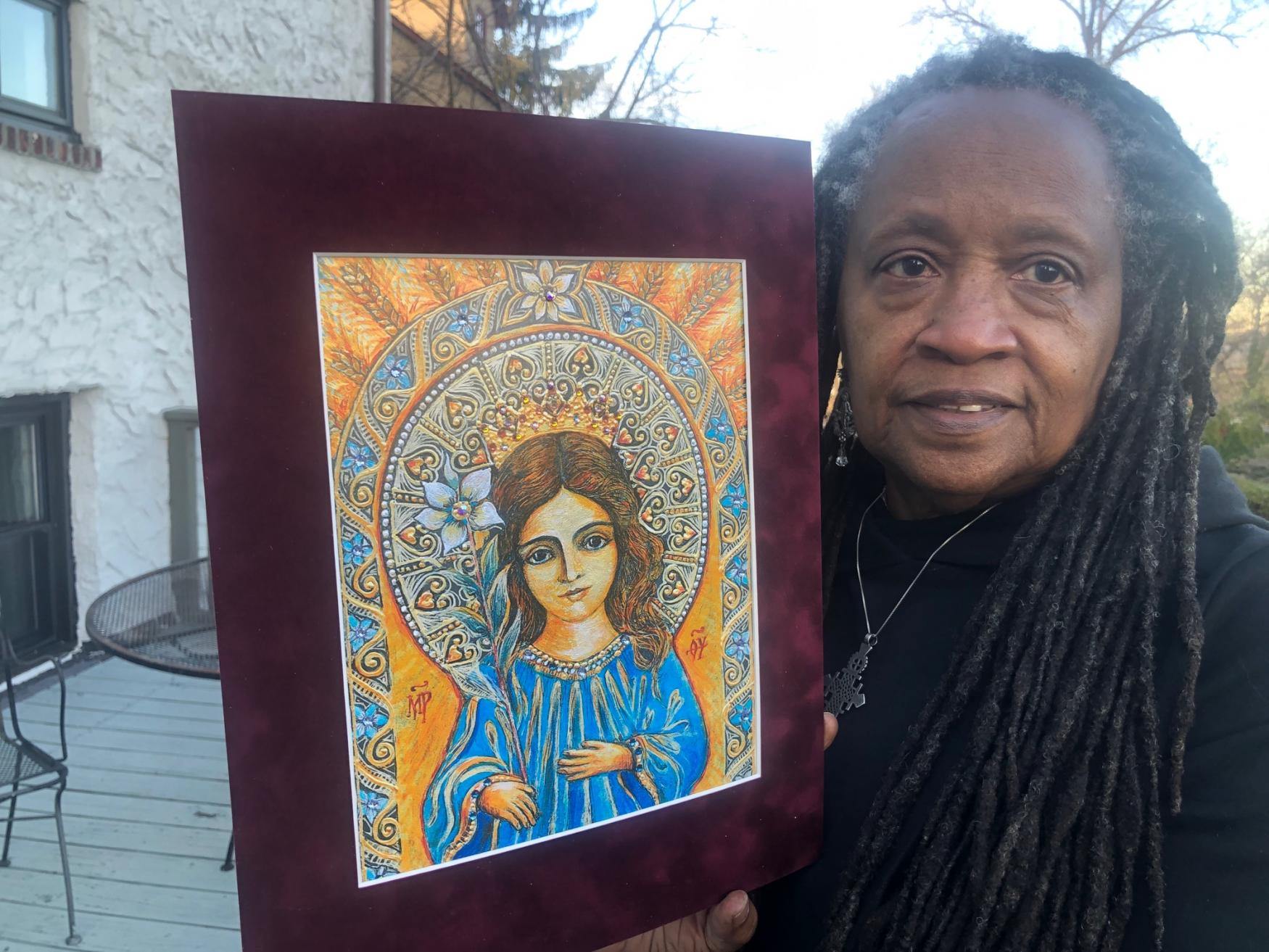 Judith Scott with Icon Judith Scott with Icon