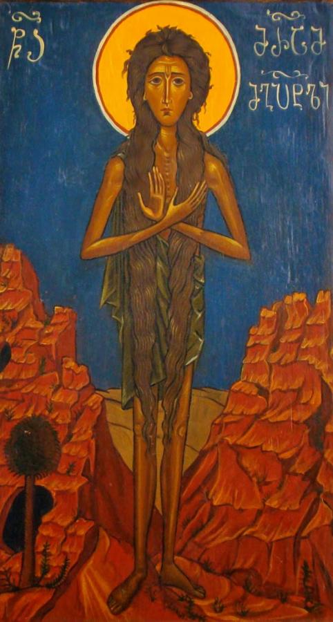 St. Mary of Egypt in blue background St. Mary of Egypt in blue background
