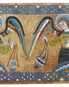 Mosaic of two angels swinging censors
