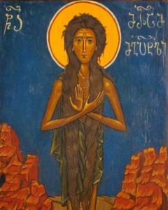 St. Mary of Egypt in blue background