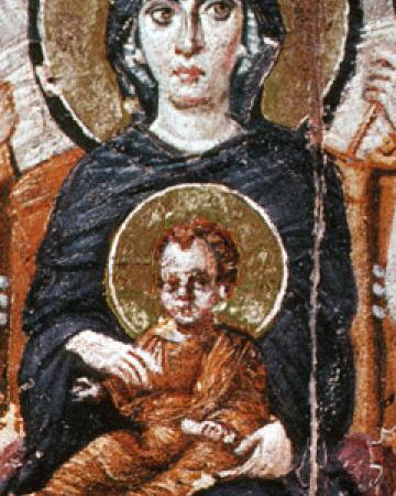 Fresco of the Virgin Mary and Infant Jesus from St. Catherine's Monstery, Sinai Penninsula