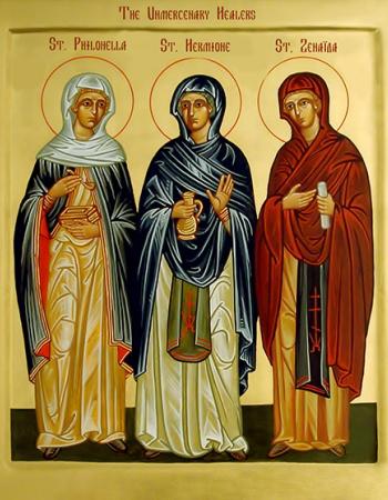 Holy Unmercenary Women Saints icon