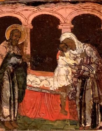 Shunamite with Resurrected Son and Prophet Elisha